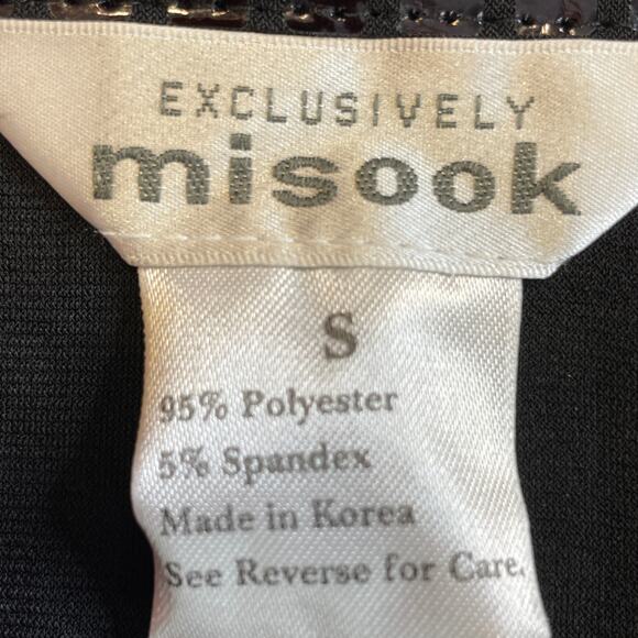 Exclusively Misook Black Square Pattern Shiny Full Zip Jacket Women Sz S - Picture 9 of 12